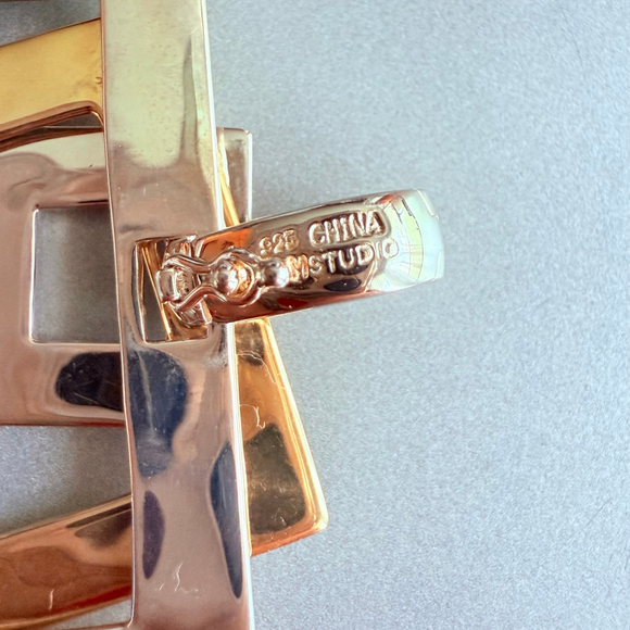 Modernist Robert Lee Morris RLM Nesting Cubes Enhancer Pendant Sterling & Brass - Picture 6 of 12